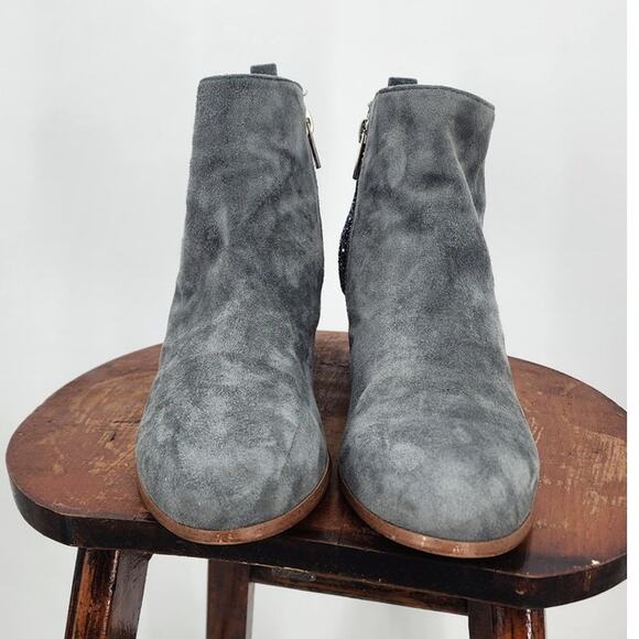 A Anthropologie Sparkle Back Glitter Suede Ankle Booties Size 9 - Picture 5 of 12